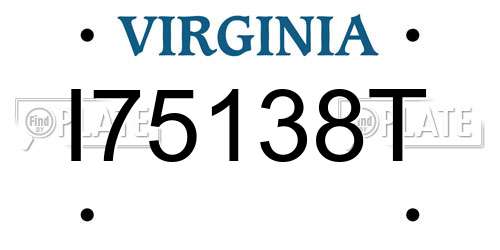 I75138T Virginia License Plate