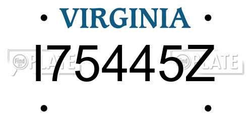 I75445Z Virginia License Plate