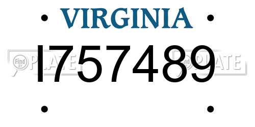 I757489 Virginia License Plate