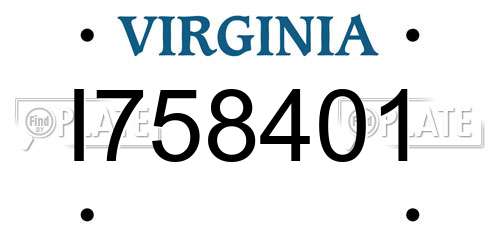 I758401 Virginia License Plate