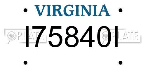 I75840I Virginia License Plate