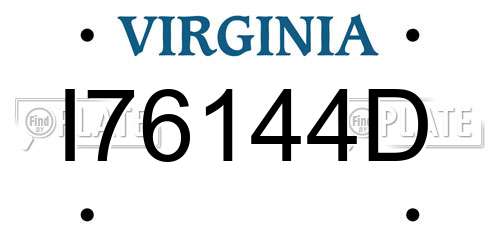 I76144D Virginia License Plate