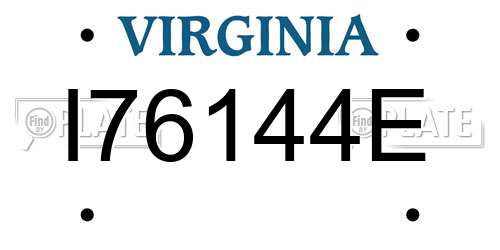 I76144E Virginia License Plate