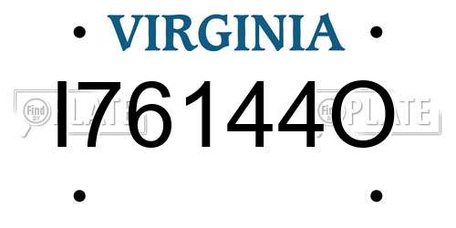 I76144O Virginia License Plate