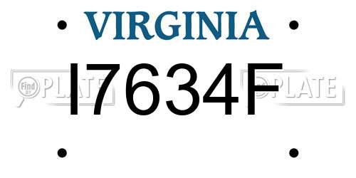 I7634F Virginia License Plate