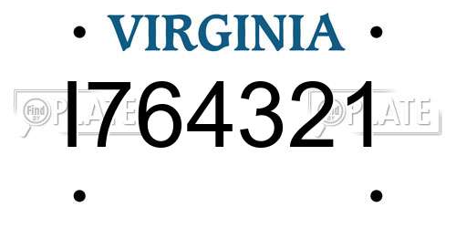 I764321 Virginia License Plate