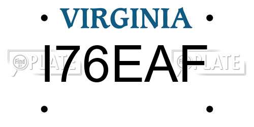 I76EAF Virginia License Plate