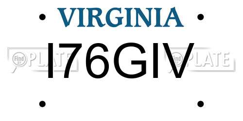 I76GIV Virginia License Plate