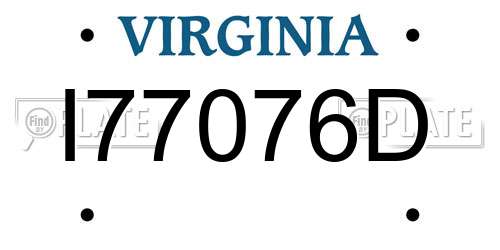 I77076D Virginia License Plate