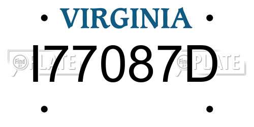 I77087D Virginia License Plate