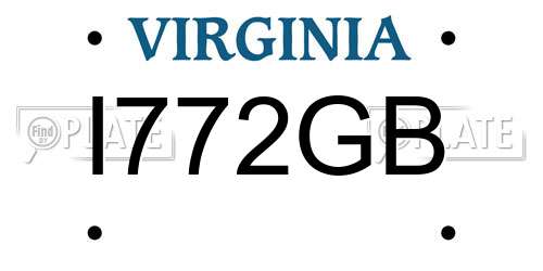 I772GB Virginia License Plate