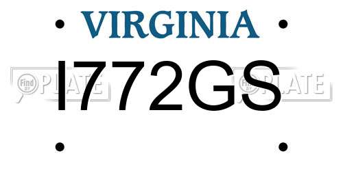 I772GS Virginia License Plate