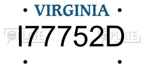 I77752D Virginia License Plate