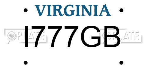 I777GB Virginia License Plate