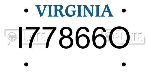 I77866O Virginia License Plate