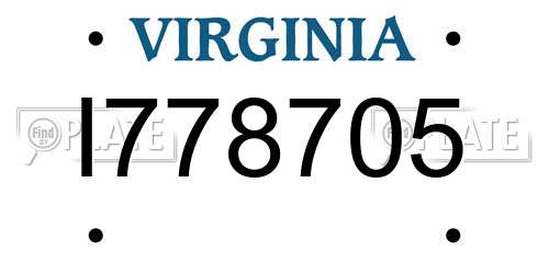 I778705 Virginia License Plate