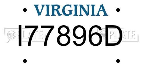 I77896D Virginia License Plate