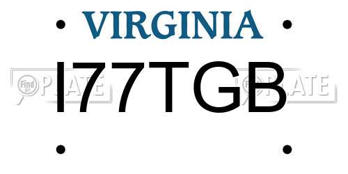 I77TGB Virginia License Plate