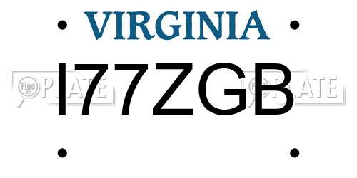 I77ZGB Virginia License Plate