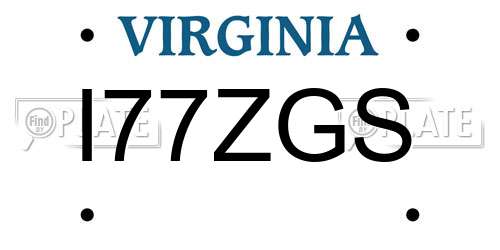 I77ZGS Virginia License Plate