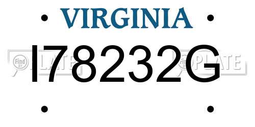 I78232G Virginia License Plate