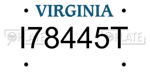 I78445T Virginia License Plate
