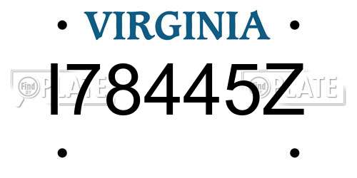 I78445Z Virginia License Plate