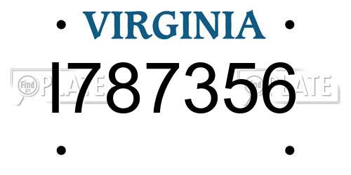 I787356 Virginia License Plate