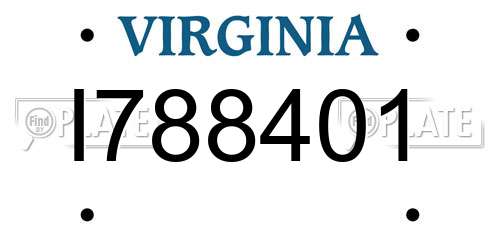 I788401 Virginia License Plate