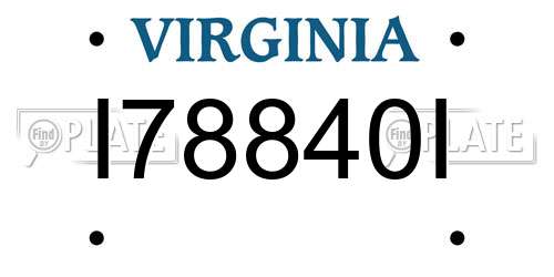 I78840I Virginia License Plate