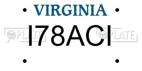 I78ACI Virginia License Plate