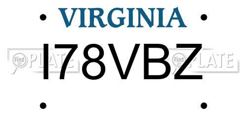 I78VBZ Virginia License Plate