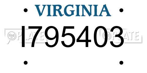 I795403 Virginia License Plate