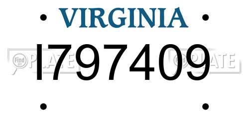 I797409 Virginia License Plate