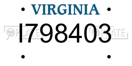 I798403 Virginia License Plate