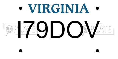 I79DOV Virginia License Plate