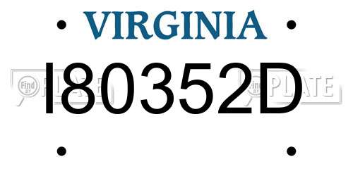 I80352D Virginia License Plate