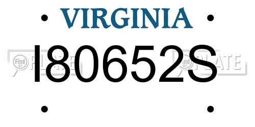 I80652S Virginia License Plate