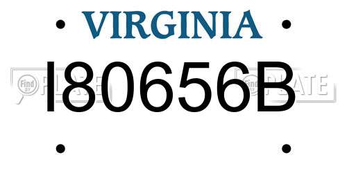 I80656B Virginia License Plate