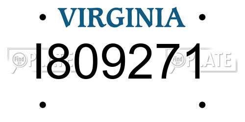 I809271 Virginia License Plate