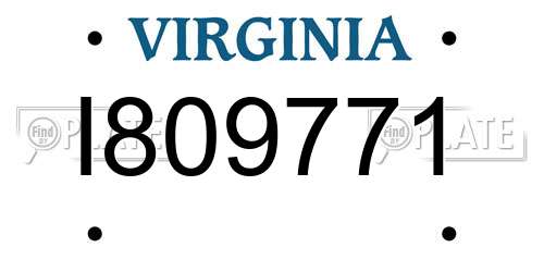 I809771 Virginia License Plate