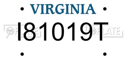 I81019T Virginia License Plate