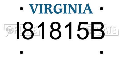 I81815B Virginia License Plate