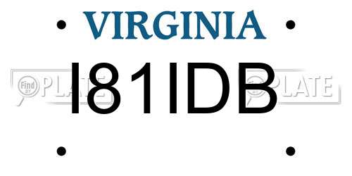 I81IDB Virginia License Plate