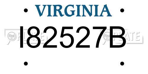 I82527B Virginia License Plate