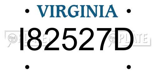 I82527D Virginia License Plate