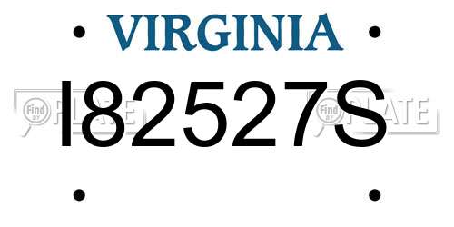 I82527S Virginia License Plate