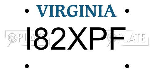 I82XPF Virginia License Plate