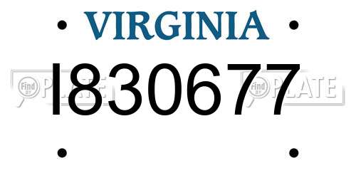 I830677 Virginia License Plate