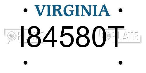 I84580T Virginia License Plate